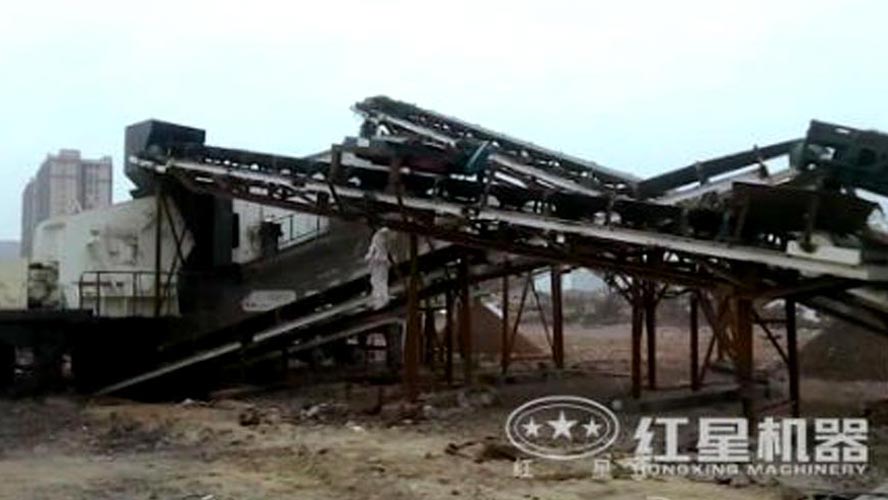 湖南用户建筑垃圾移动破碎站生产现场-高清视频实拍